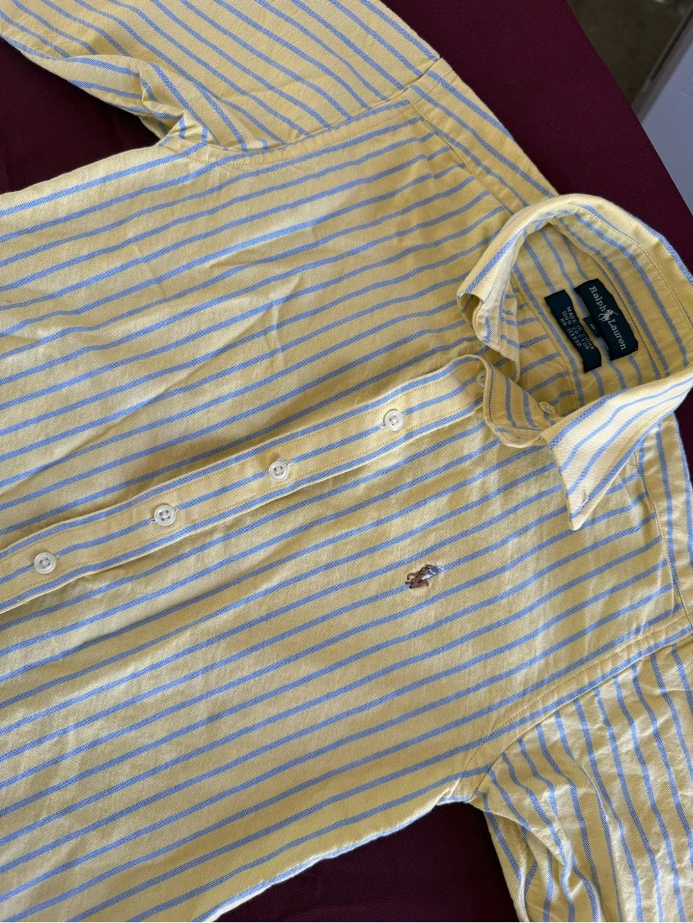 Ralph Lauren Boys Yellow & Blue Stripe Button-Down Shirt size 10